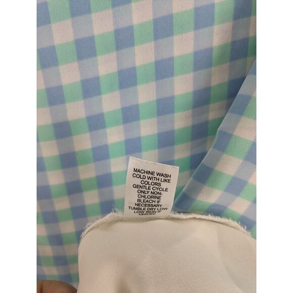 Charming Charlie Check Tank Top XL Blue Green Overlay Asymmetric Layered‎ Tiered - Picture 6 of 9